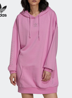 Adidas/阿迪达斯官方正品三叶草女子连帽宽松运动连衣裙 HF9207