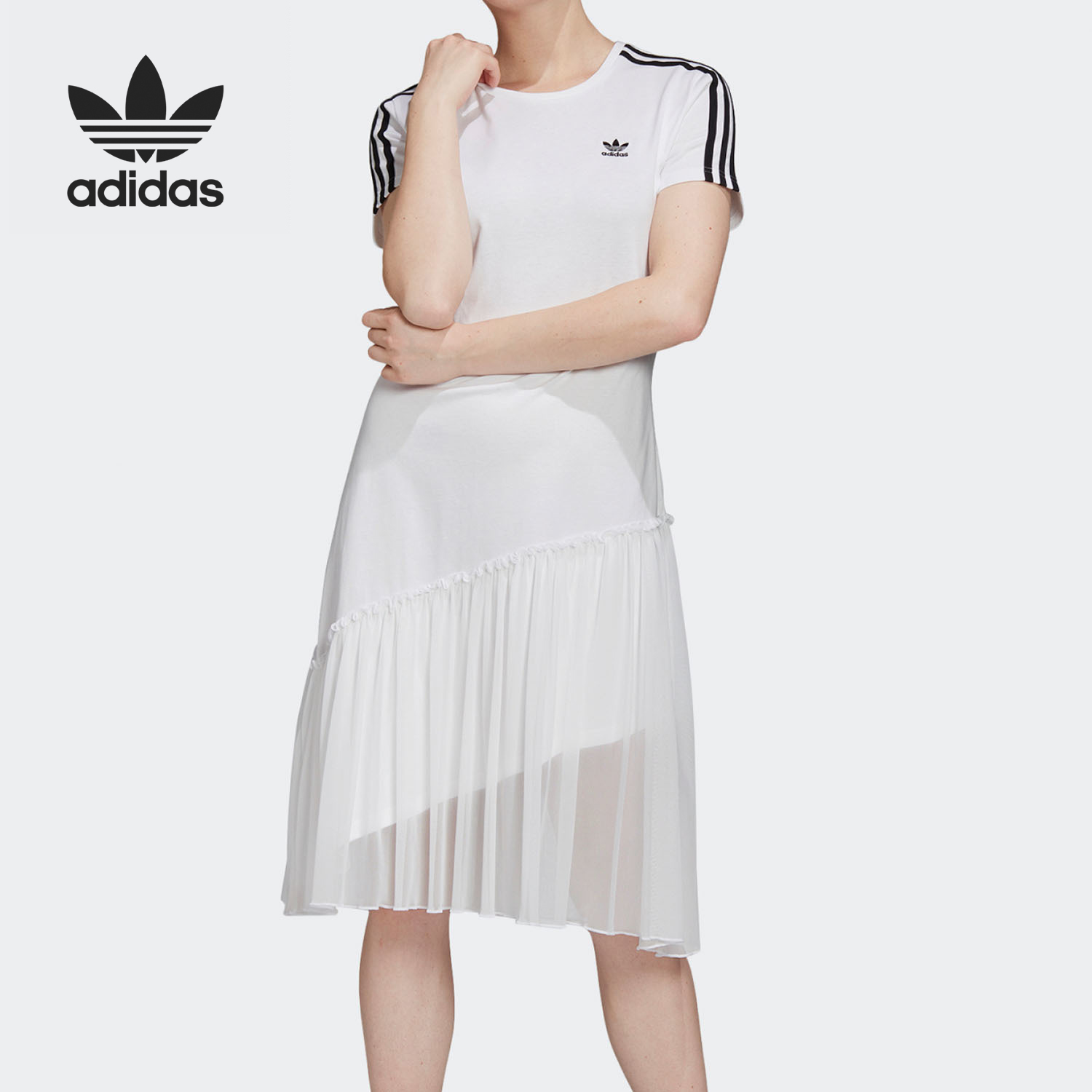 Adidas/阿迪达斯官方正品Tulle Dress三叶草女子运动连衣裙GK3662-封面