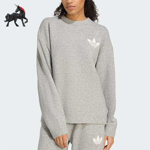 Adidas/阿迪达斯正品三叶草女士休闲圆领针织运动套头衫KF2341