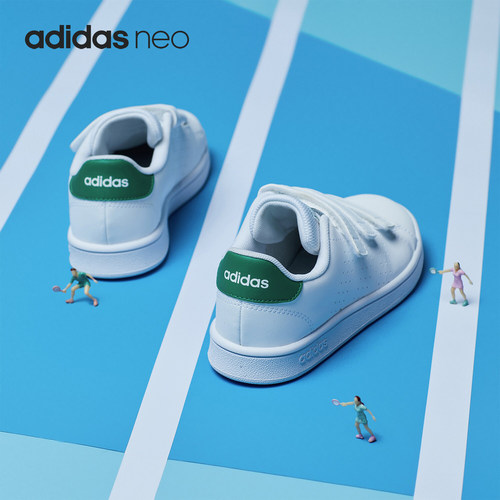 Adidas/阿迪达斯正品新款ADVANTAGE儿童鞋魔术贴运动休闲鞋EF0223