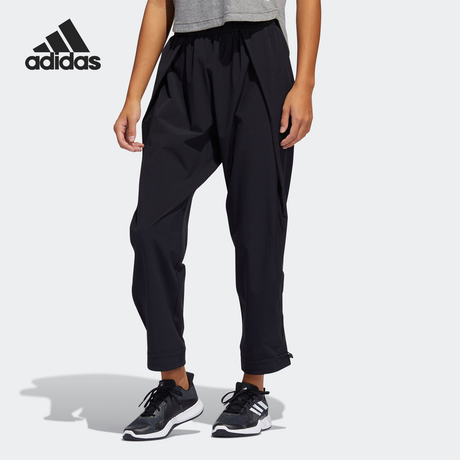 瑜伽宽松高腰运动长裤