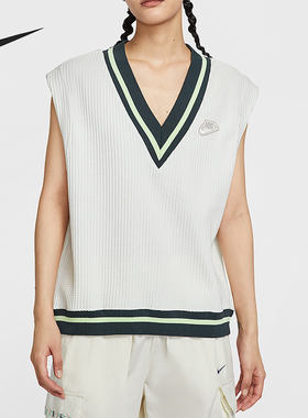 Nike/耐克正品Sportswear女士休闲宽松针织V领背心T恤IM7483-133
