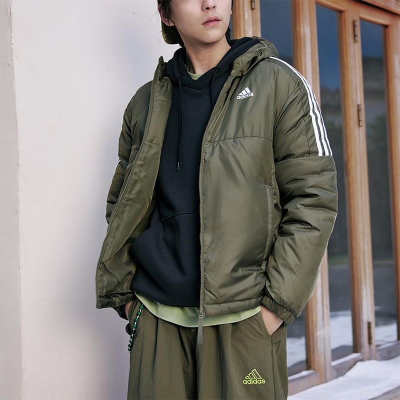 Adidas/阿迪达斯正品Essentials男士休闲连帽保暖运动棉服KF6756