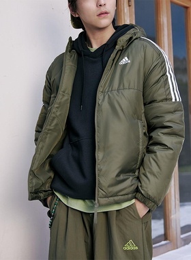 Adidas/阿迪达斯正品Essentials男士休闲连帽保暖运动棉服KF6756