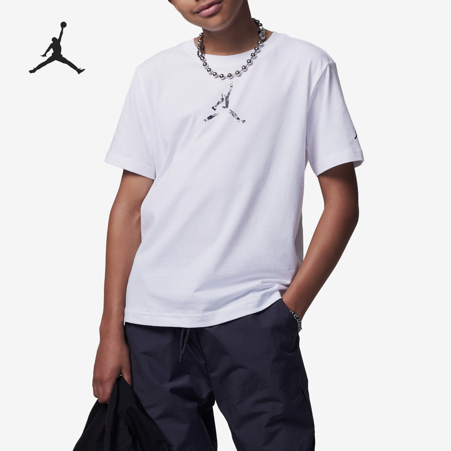 Nike/耐克正品JORDAN新款大童透气运动休闲短袖T恤FV5771-100