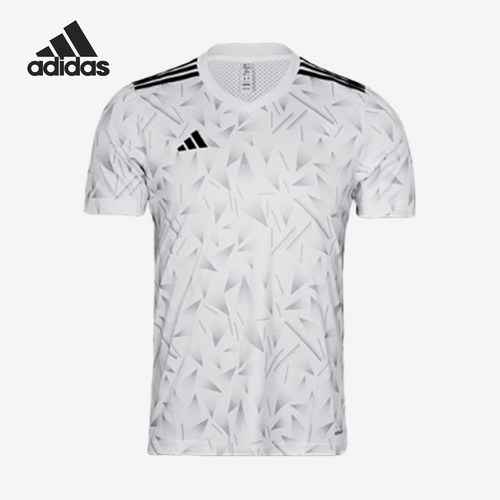 Adidas/阿迪达斯正品基础系列新款男经典白黑色足球短袖JZ0602
