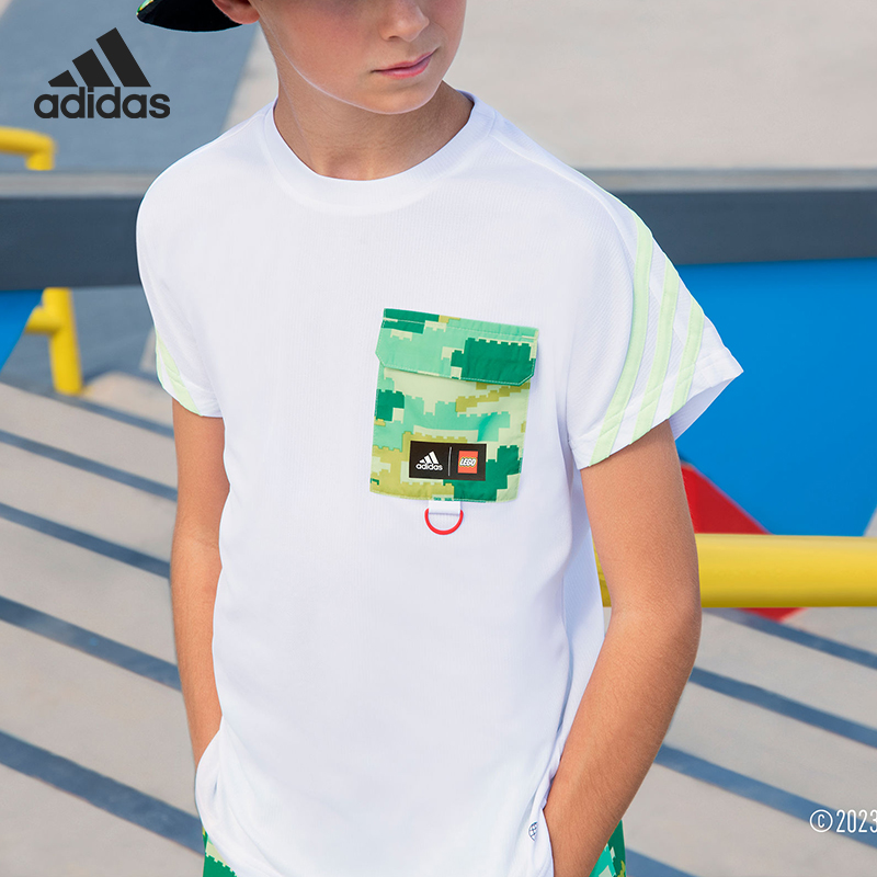 阿迪达斯官方正品短袖T恤大童