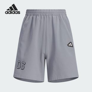 梭织运动短裤 Adidas 儿童宽松经典 2025夏季 JM3420 阿迪达斯正品