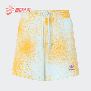 中腰经典 Adidas 阿迪达斯正品 三叶草女士时尚 HL6610 印花透气短裤