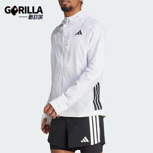 Adidas/阿迪达斯正品2025男士连帽训练跑步休闲运动外套JF3471