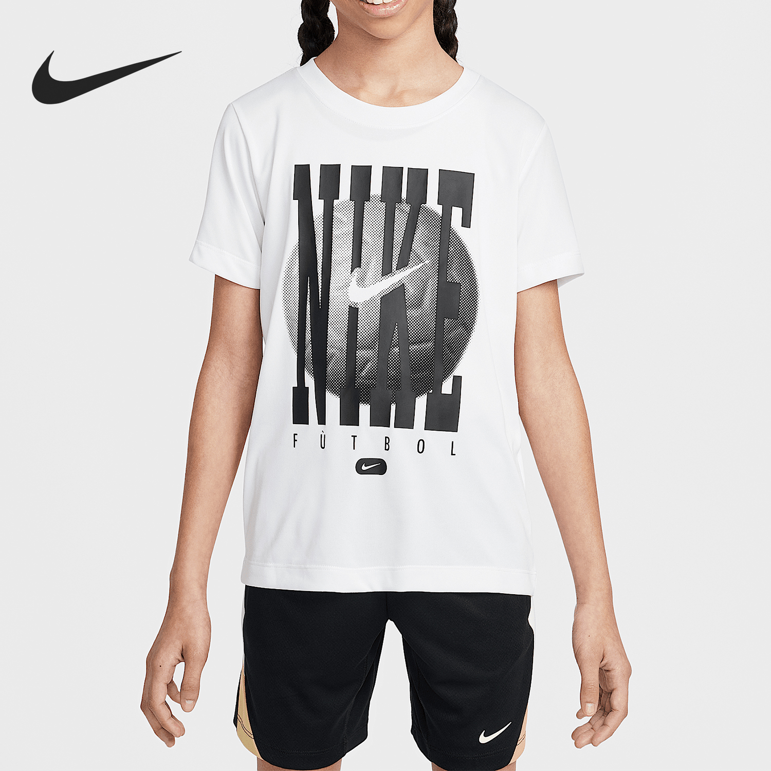 Nike/耐克正品2025夏季款大童图案休闲圆领短袖HQ3257-100