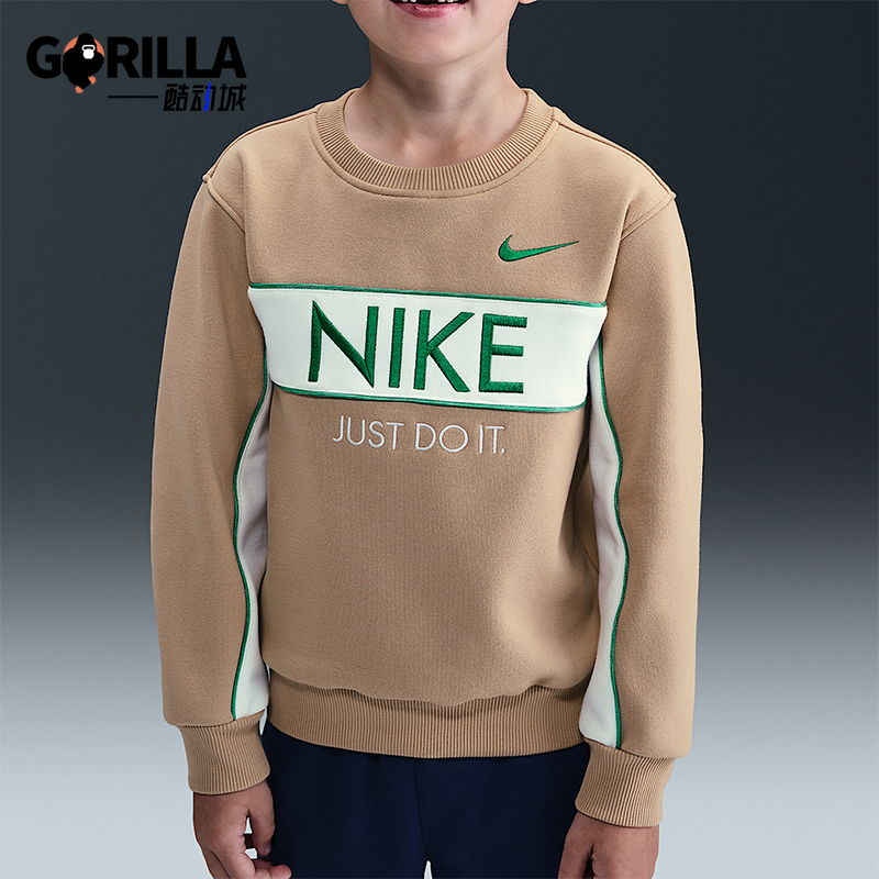 Nike/耐克正品.Net幼童舒适加绒圆领刺绣针织休闲卫衣IO6118-200