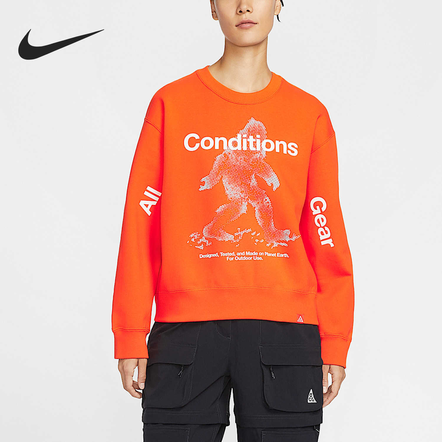 Nike/耐克正品ACG女士拒水加绒复古经典圆领套头卫衣IO9404-819