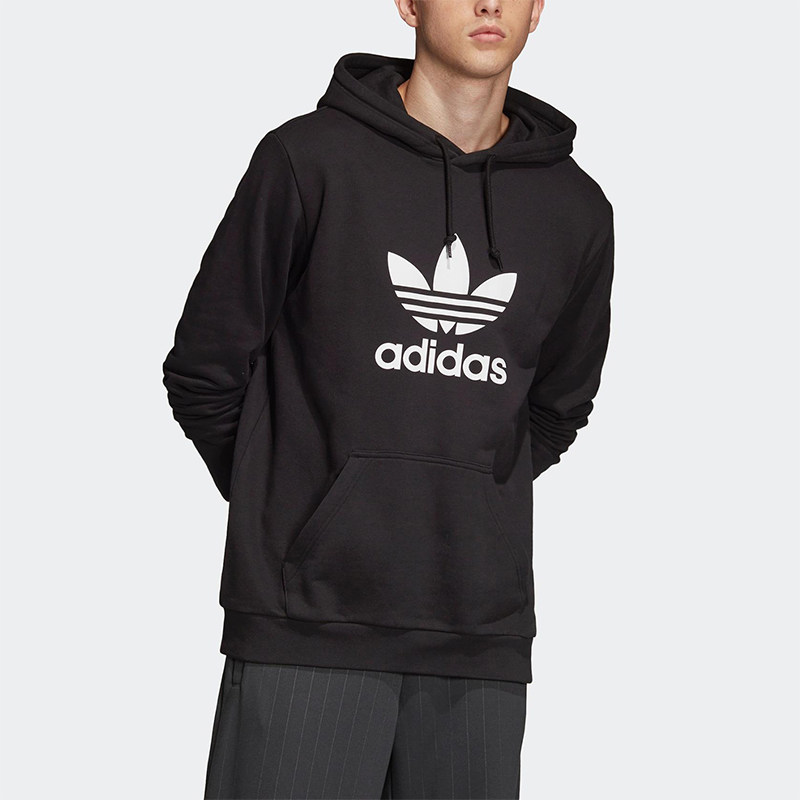 Adidas/阿迪达斯正品三叶草男士经典连帽套头运动印花卫衣DT7964