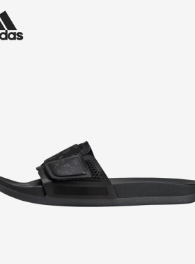 Adidas/阿迪达斯正品SMC一字女黑色简约软底居家经典拖鞋JQ9182