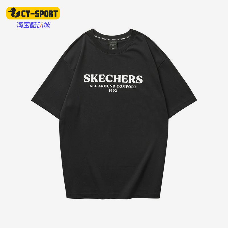 Skechers/斯凯奇正品夏季新款男子简约复古运动短袖T恤 L122M088