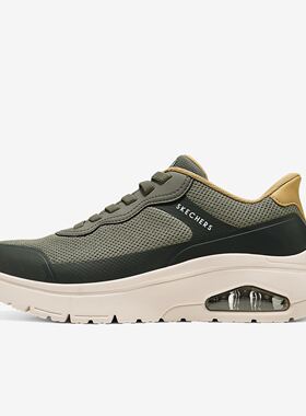 Skechers斯凯奇Uno Flex男款透气低帮圆头跑步鞋183313-OLV