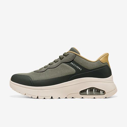 Skechers斯凯奇正品Uno Flex男款透气低帮圆头跑步鞋183313-OLV