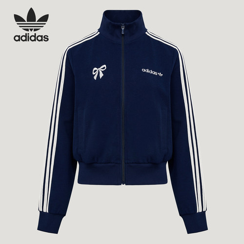 Adidas/阿迪达斯正品三叶草女士拉链复古休闲立领宽松外套LF1183