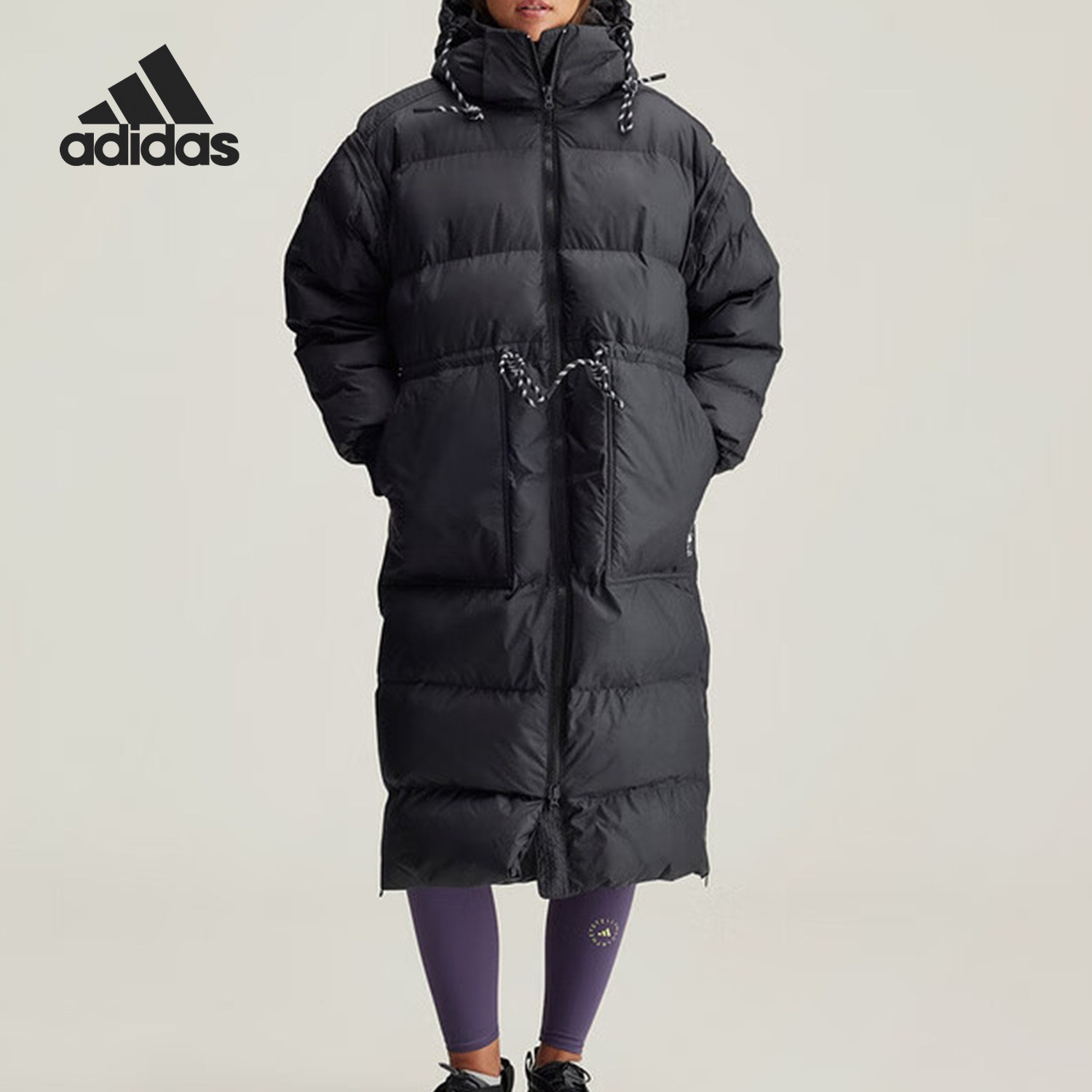 Adidas/阿迪达斯官方正品新款女士长款保暖户外宽松棉服IX3081
