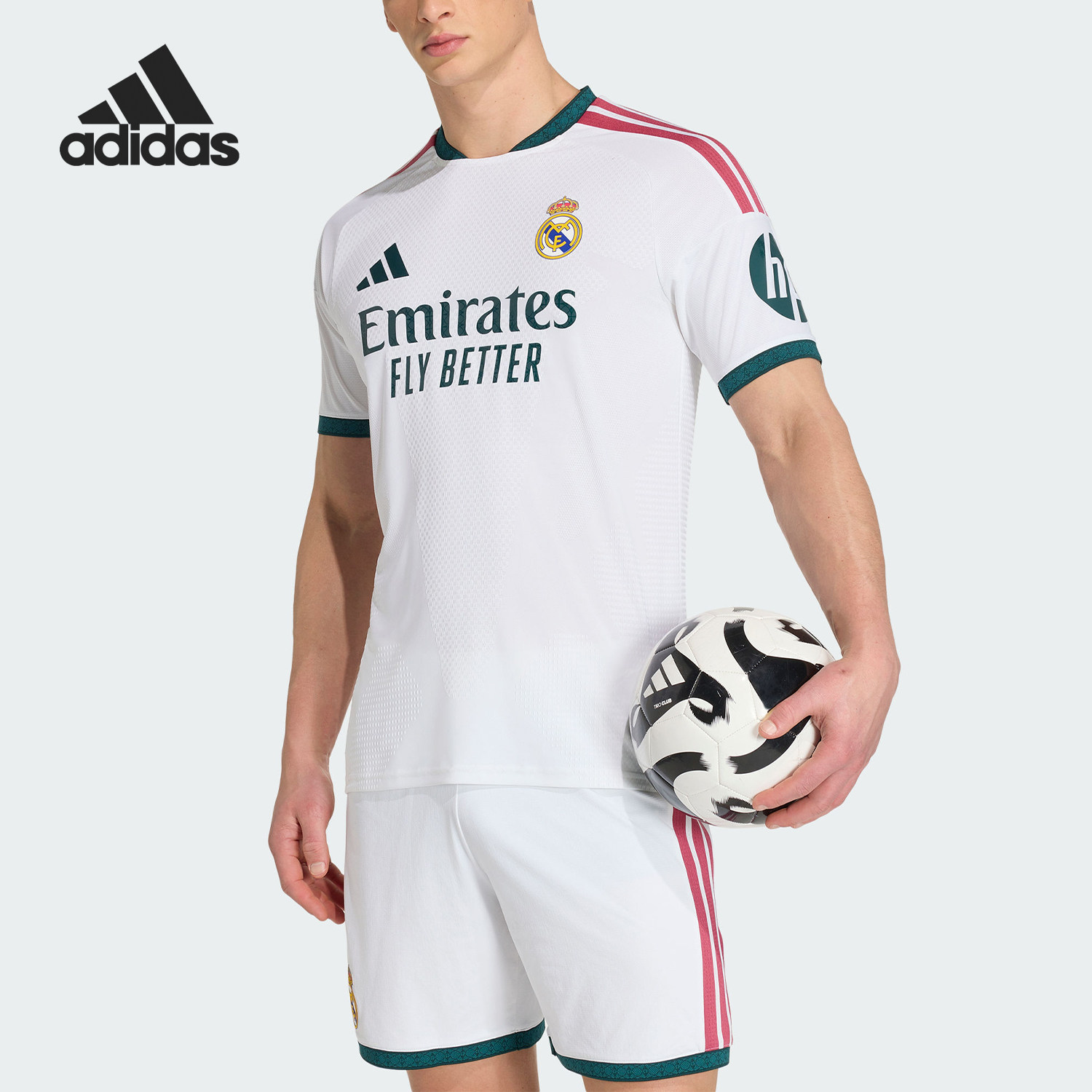 Adidas/阿迪达斯正品皇马主场球员版男士经典足球短袖球衣JZ7218