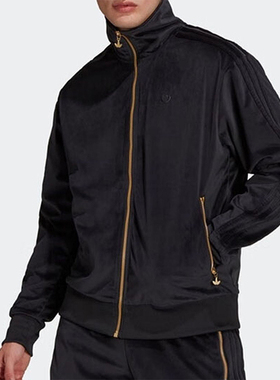 Adidas/阿迪达斯正品三叶草男士复古丝绒立领运动外套H09180