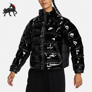 Nike/耐克冬季女士户外休闲经典立领亮面时尚棉服FQ3575-010