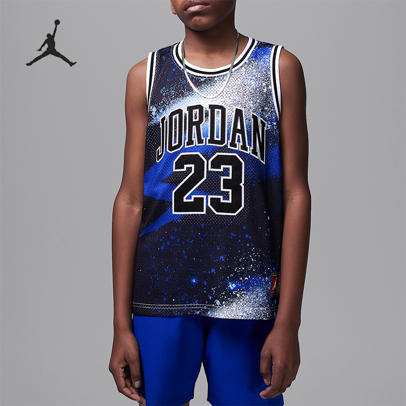Nike/耐克正品JORDAN大童透气针织网眼布经典运动球衣FV3168-017