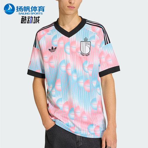 Adidas/阿迪达斯正品三叶草男士印花运动针织透气T恤JM8386