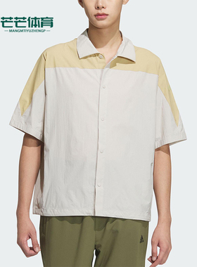 Adidas/阿迪达斯正品2025夏新款男士梭织经典宽松翻领衬衫JZ8405