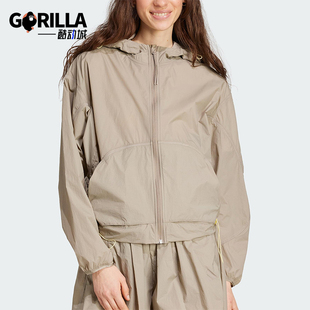 女士连帽休闲短款 Adidas 新款 2025春季 外套JC5115 阿迪达斯正品