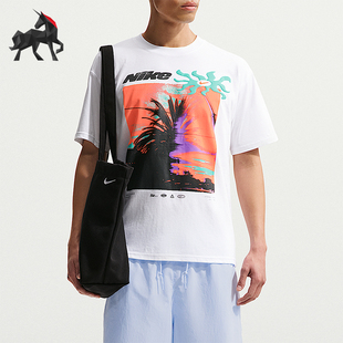 Nike/耐克正品夏季男士运动针织时尚印花休闲短袖T恤IH1372-100