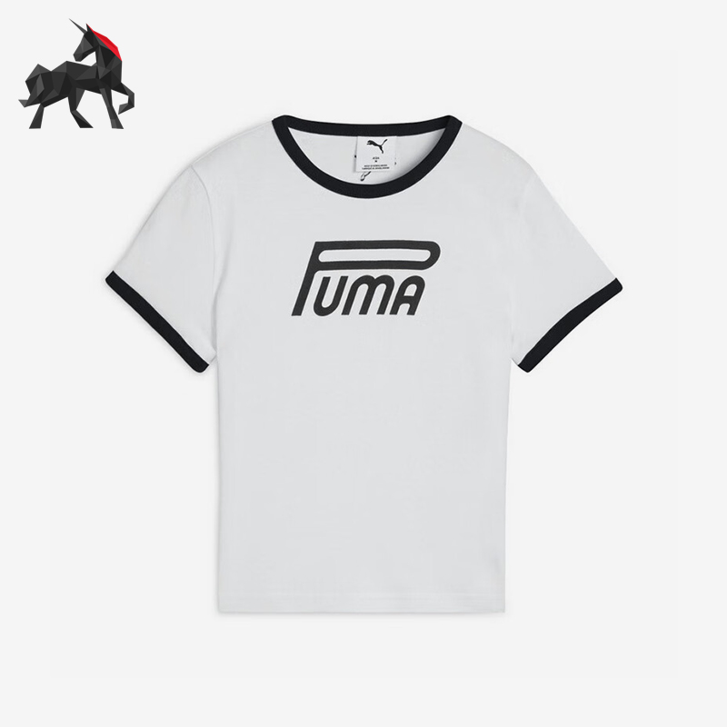 Puma/彪马正品2025 babytee女士针织印花透气修身短袖634053-02