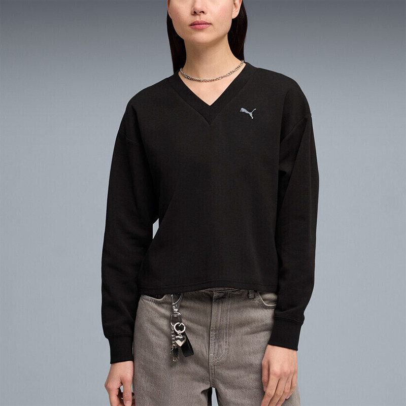 Puma/彪马官方正品ES新款女黑色运动休闲日常穿运动卫衣694093-01