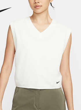Nike/耐克官方正品2025夏季款女士简约针织V领运动上衣IH0940-133