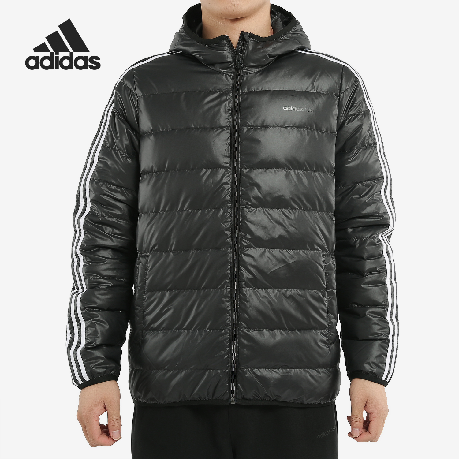 阿迪达斯男子连帽保暖运动羽绒服