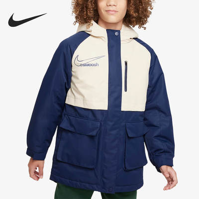 耐克大童拼接保暖休闲运动棉服