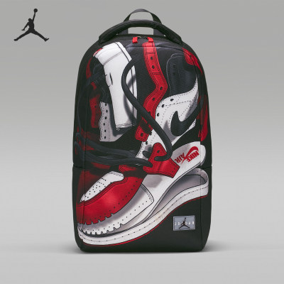 Nike耐克正品JordanAJ1芝加哥男女印花篮球双肩背包9A0484-KR5
