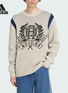 Adidas/阿迪达斯正品三叶草男士圆领针织复古套头衫JX8214