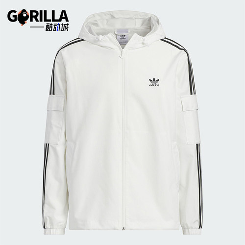 Adidas/阿迪达斯正品三叶草男女同款休闲三条纹梭织外套KB1944