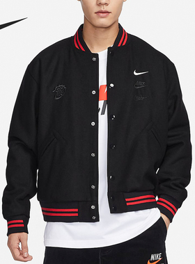 Nike/耐克官方正品龙年款男士运动休闲宽松夹克棒球服FZ6372-010