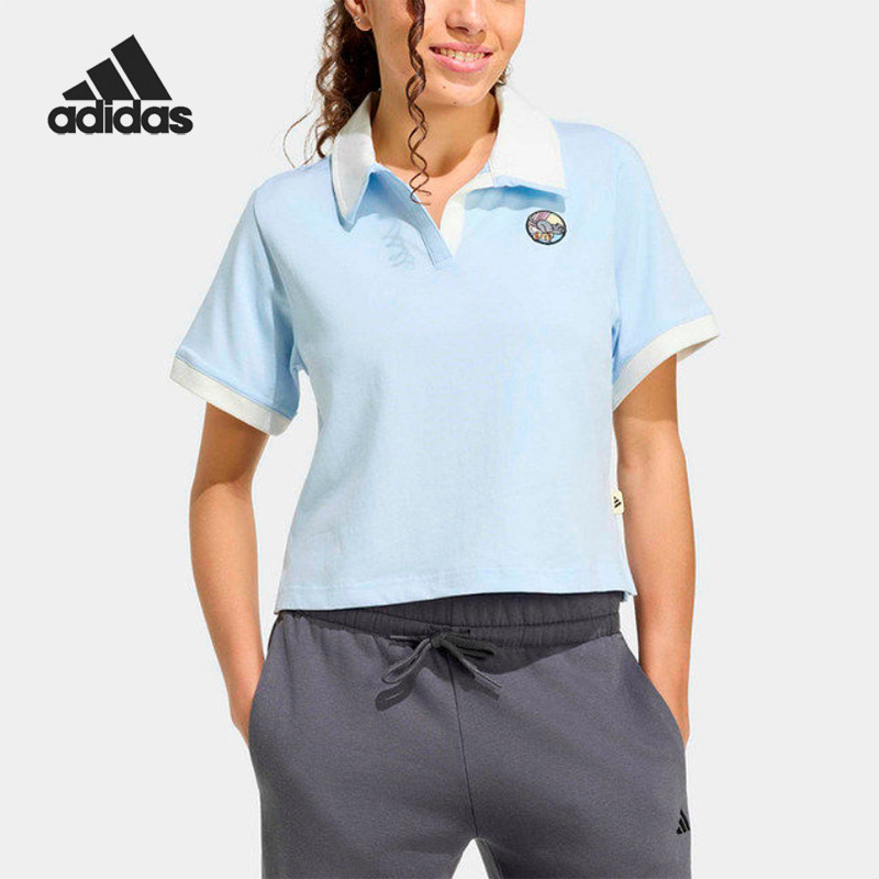Adidas/阿迪达斯正品Polo衫女蓝白色快干翻领经典透气短袖KB7204