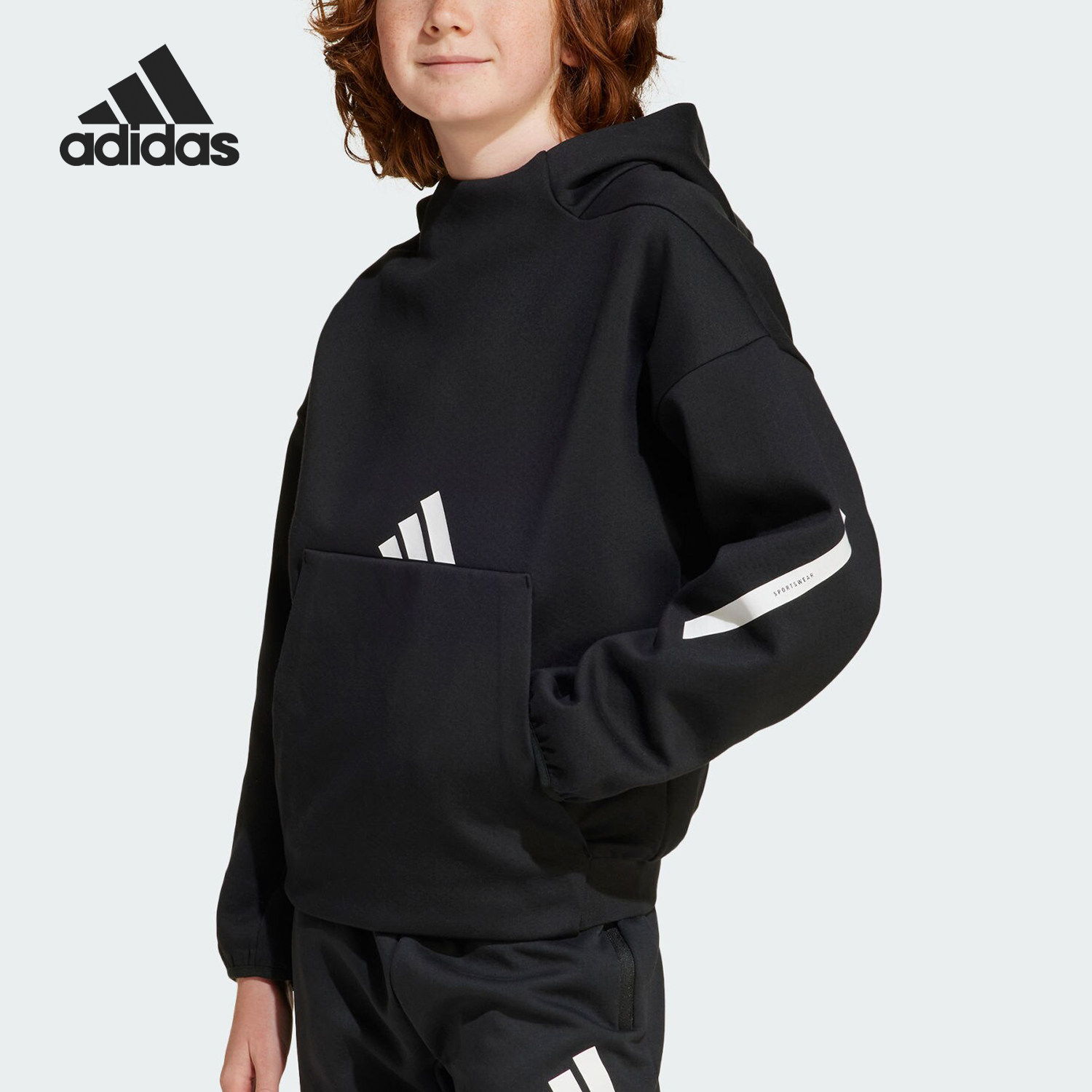 Adidas/阿迪达斯官方正品ZNE HOODIE大童柔软宽松连帽卫衣IS6916