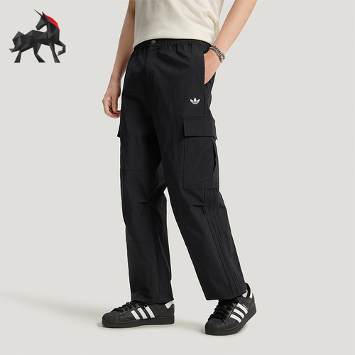 Adidas/阿迪达斯正品三叶草CARGOPANT新款男经典黑色工装裤LE7350