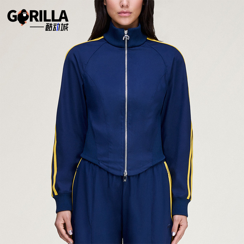 Adidas/阿迪达斯正品三叶草新款女蓝黄色经典出行夹克外套KD1485