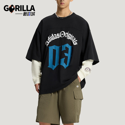 Adidas/阿迪达斯正品三叶草男士透气运动时尚字母短袖T恤KT3039