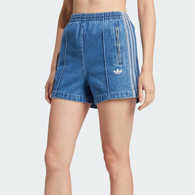 Adidas/阿迪达斯正品三叶草女士透气运动三条纹牛仔短裤JD2562