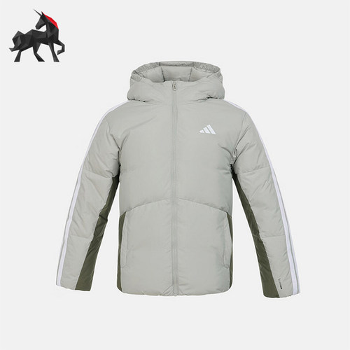 Adidas/阿迪达斯正品2025冬季款儿童休闲保暖拼接羽绒服KC5927