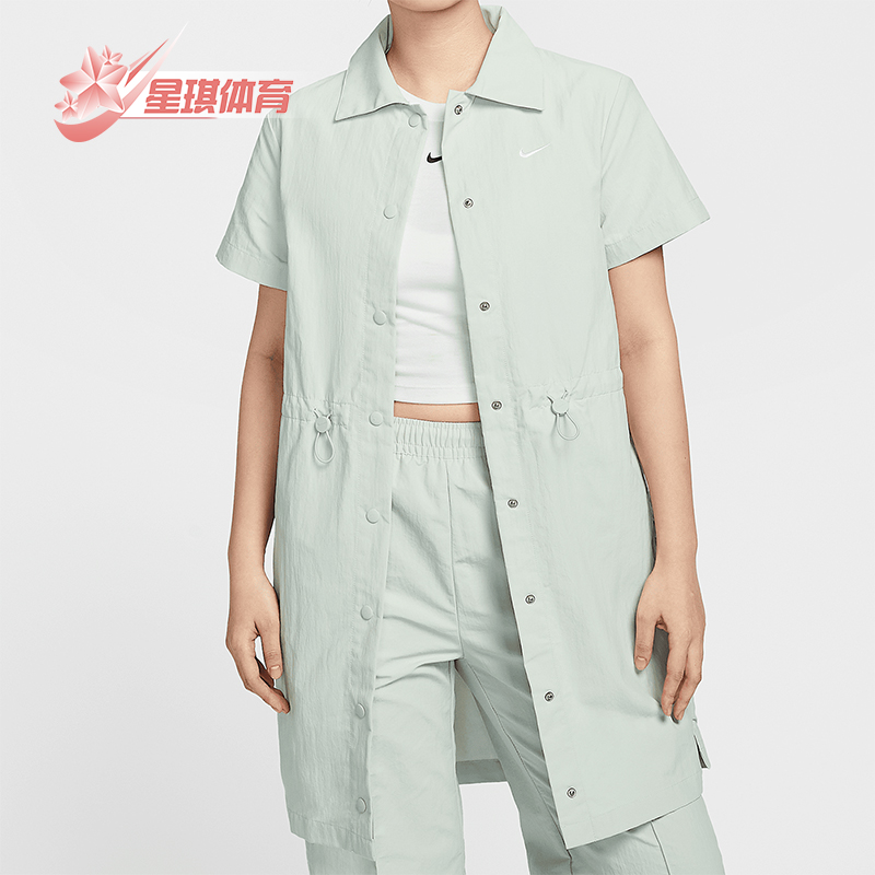 Nike/耐克 正品2025女士按扣开襟拒水防晒短袖两穿简约连衣裙