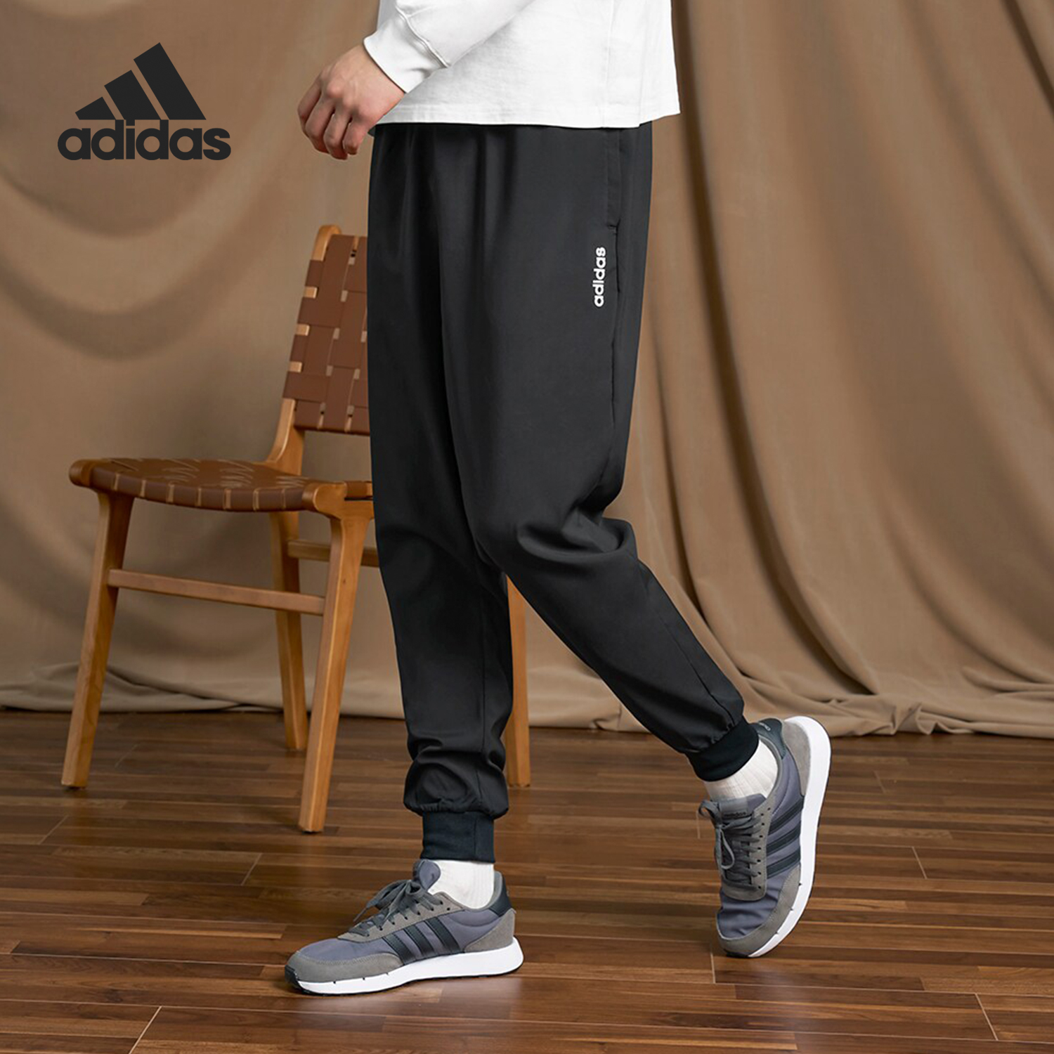 adidas正品新款透气跑步运动裤